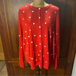 Maranda Women’s Valentine Red Heart Button Front Cardigan Sweater Plus Size 2X
